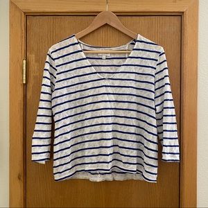 LUCKY BRAND • Semi Sheer Lace Look Striped Top - Size L